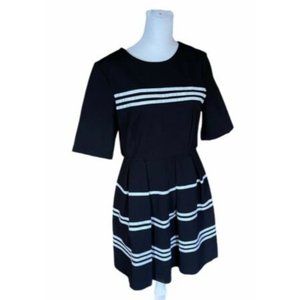 Gibson and Latimer Black and White Striped Dress
